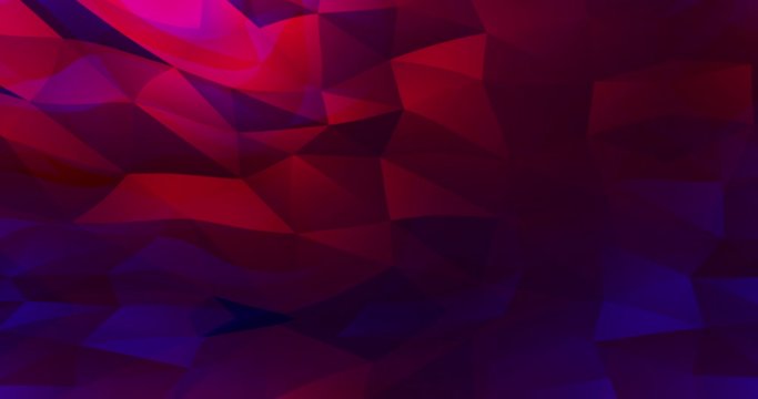 Polygonal flat background abstract in red warm tones. Purple and blue. Flat lines and 3d mesh animated. Minimalistic modern flat design background. Red waves backdrop for technological footage