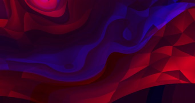 Polygonal flat background abstract in red warm tones. Purple and blue. Flat lines and 3d mesh animated. Minimalistic modern flat design background. Red waves backdrop for technological footage