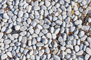 White pebbles stone texture and background