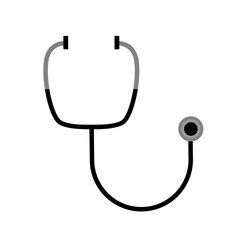  A simple, flat illustration of a medical stethoscope. Illustration for icons, buttons, logo 