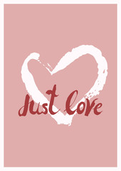 Valentine's day simple greeting cards with hand written greeting lettering. Typography poster, card, label. Vector illustration EPS10