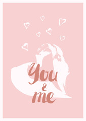 Valentine's day simple greeting cards with hand written greeting lettering. Typography poster, card, label. Vector illustration EPS10