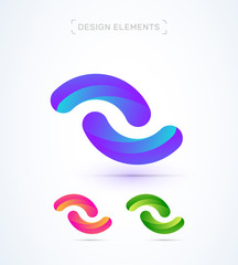 Vector abstract twisted letter S logo template. Synergy illustration. Material design, origami, fluent flat and line art style. Application icon
