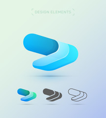 Vector abstract aircraft wing logo icon set. Arrow corporate identity. Origami paper and fluent material design style