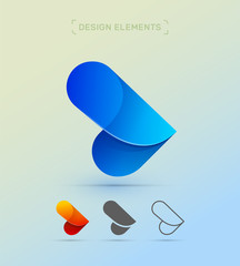 Abstract aircraft wing, arrow logo design template. Origami paper and fluent material design style