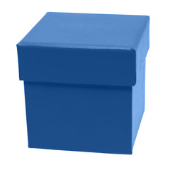 Сlassic blue cardboard gift box. Packaging for shopping and gifts. Blue box isolated.