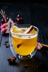 hot winter tea with apple and cinnamon
