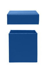 Christmas and New Year's Day. Opened classic blue gift box isolated. Happy