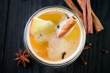 hot winter tea with apple and cinnamon