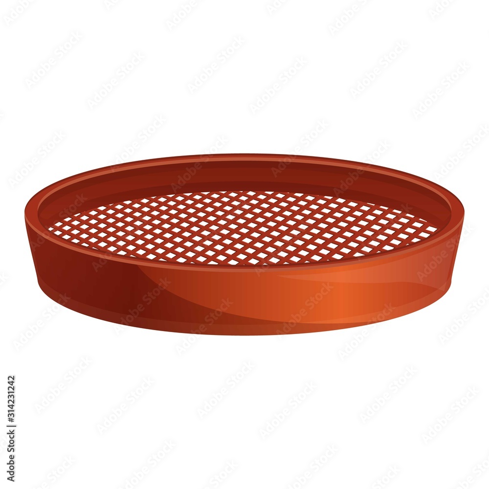 Poster chef sieve icon. cartoon of chef sieve vector icon for web design isolated on white background