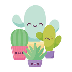 kawaii cactus cartoons vector design