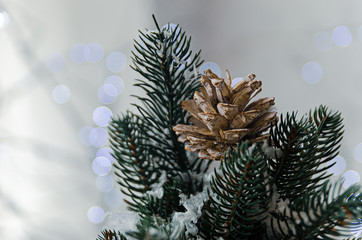 Christmas tree cone as a decoration on a Christmas tree.