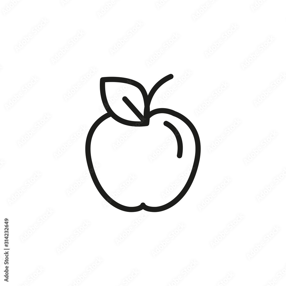 Wall mural simple apple line icon.