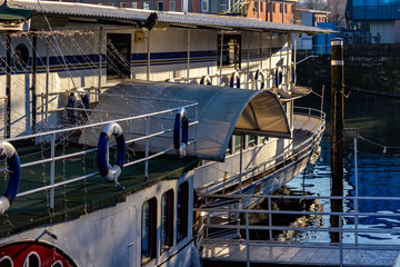 Arona, italy, abandoned ferry in the lake