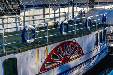 Arona, italy, abandoned ferry in the lake