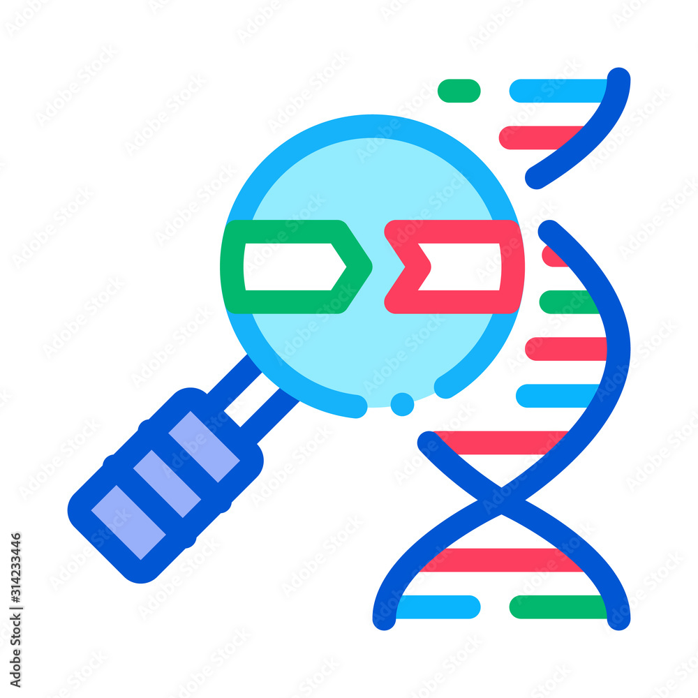 Poster molecule and magnifier icon vector. outline molecule and magnifier sign. isolated contour symbol ill
