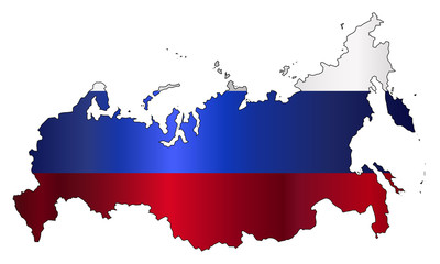 Russian Modern Flag Silhouette Map
