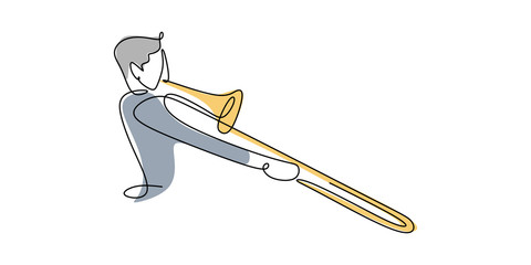 continuous line drawing of jazz music. © ngupakarti