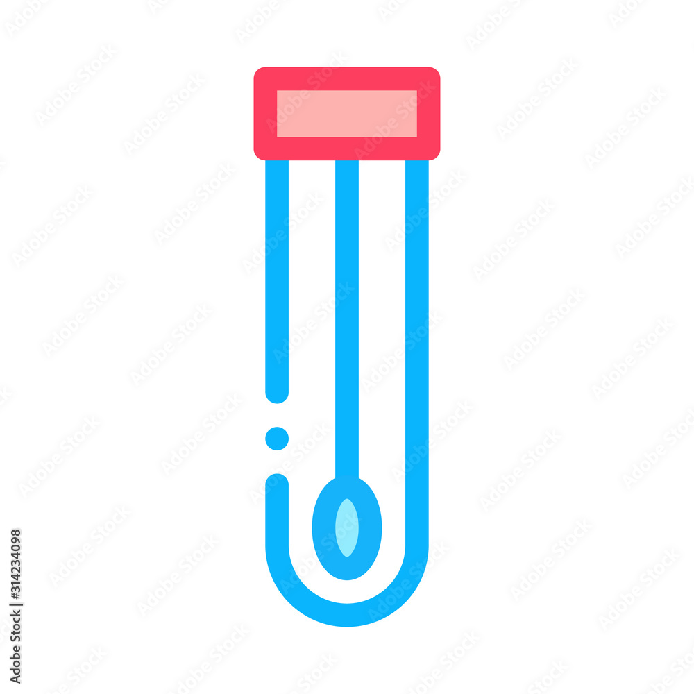 Poster flask with cotton swab icon vector. outline flask with cotton swab sign. isolated contour symbol ill