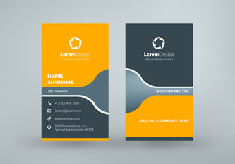 Vertical double-sided business card template. Vector illustration. Stationery design
