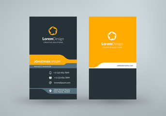 Vertical double-sided business card template. Vector illustration. Stationery design