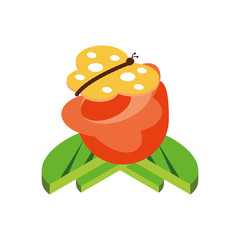 Isolated natural flower and butterfly vector design