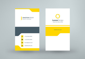 Vertical double-sided business card template. Vector illustration. Stationery design