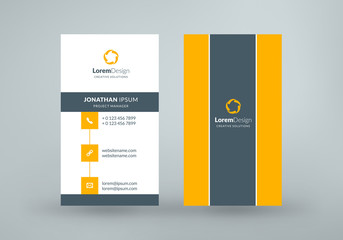 Vertical double-sided business card template. Vector illustration. Stationery design
