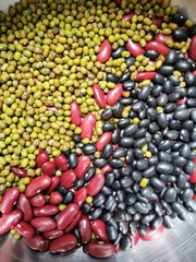 Various of legumes and mix beans, grains, seeds. Organic product.