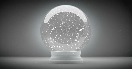 Fototapeta na wymiar Empty Snow globe with snow inside background
