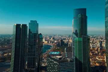 complex of skyscrapers Moscow City. Modern construction in Mosco
