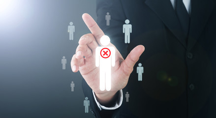 Man without head standing Catching Pose wrong Visual Human.Human resources. CRM and recruitment...