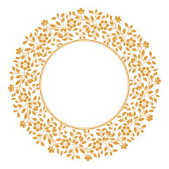 Decorative frame Elegant vector element for design in Eastern style, place for text. Floral golden border. Lace illustration for invitations and greeting cards.