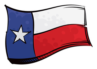 Painted Texas flag waving in wind