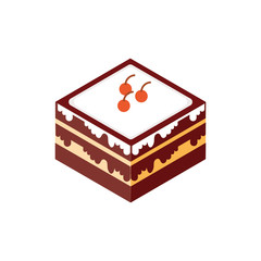 Isolated sweet cake with cherry vector design