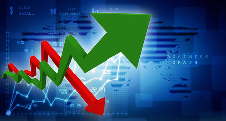 3d illustration inflation and deflation graph