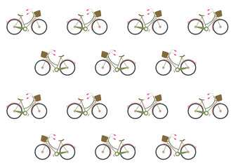 vector illustration, pattern with bicycles