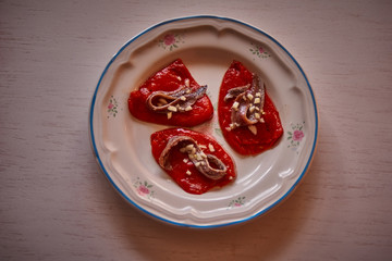 anchovies with red peppers very delicious