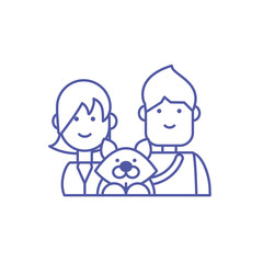 Couple of woman and man and dog vector design