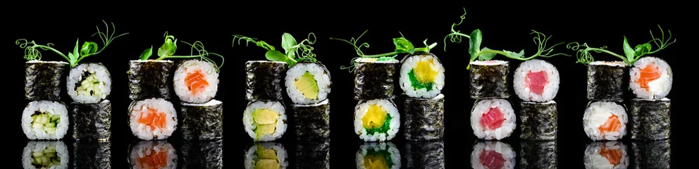 Foto op geborsteld aluminium Sushi bar maki sushi set