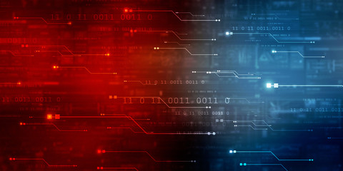 2d illustration abstract digital binary data on computer screen