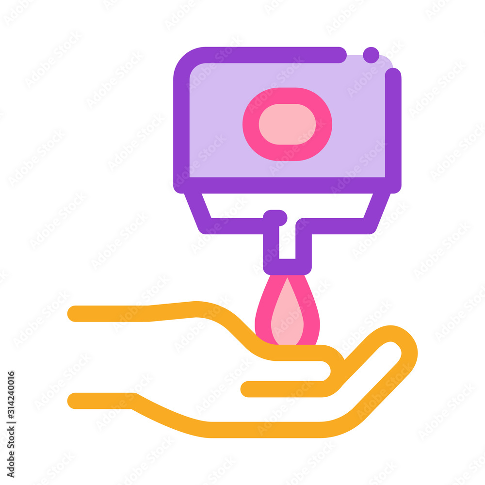 Poster hands and liquid soap icon vector. outline hands and liquid soap sign. isolated contour symbol illus