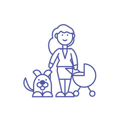 Mother baby and dog vector design