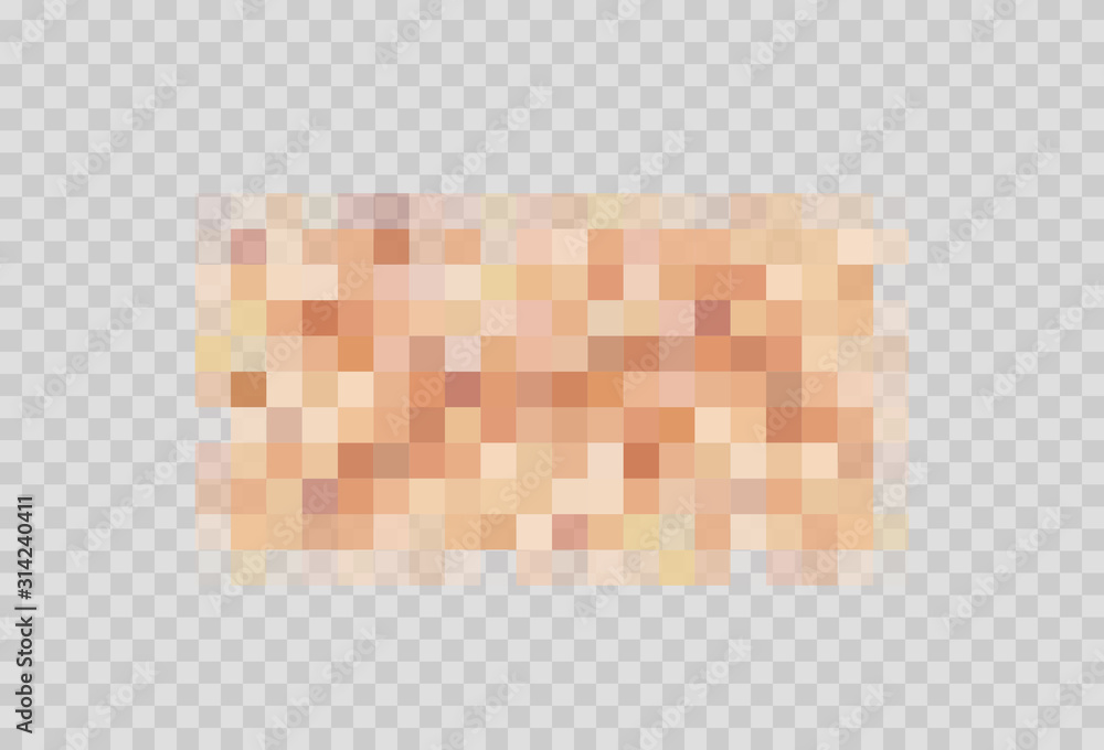 Wall mural censor blur effect texture isolated on transparent background. blurry pixel color censorship element