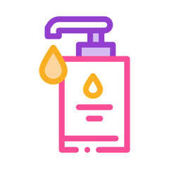 Fototapeta premium Hygiene Soap Bottle Icon Vector. Outline Man Strikethrough Mark Sign. Isolated Contour Symbol Illustration