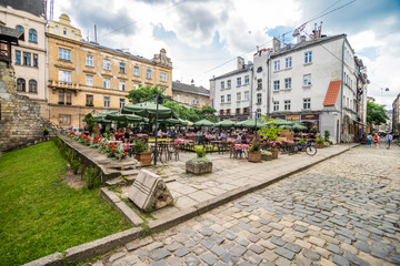 Lviv, Ukraine - June, 2019. Lviv city view on historical city center, Ukraine