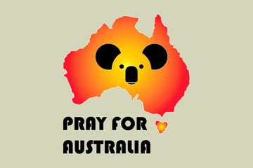 PRAY FOR Australia from flames. Fire symbol. Disaster sign vector illustration. 