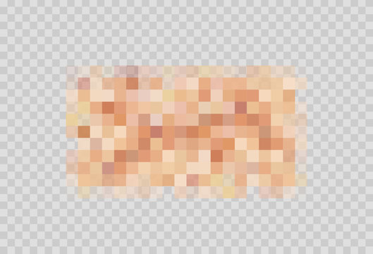 Censor blur effect texture isolated on transparent background. Blurry pixel color censorship element. Vector nude skin tone pattern.