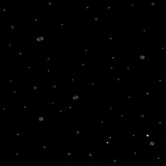 Seamless vector pattern. Black Backgraund in style Doodle with circles rings and cubes.