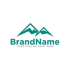 Mountain logo icon vector. Hiking adventure mountain logo illustration.